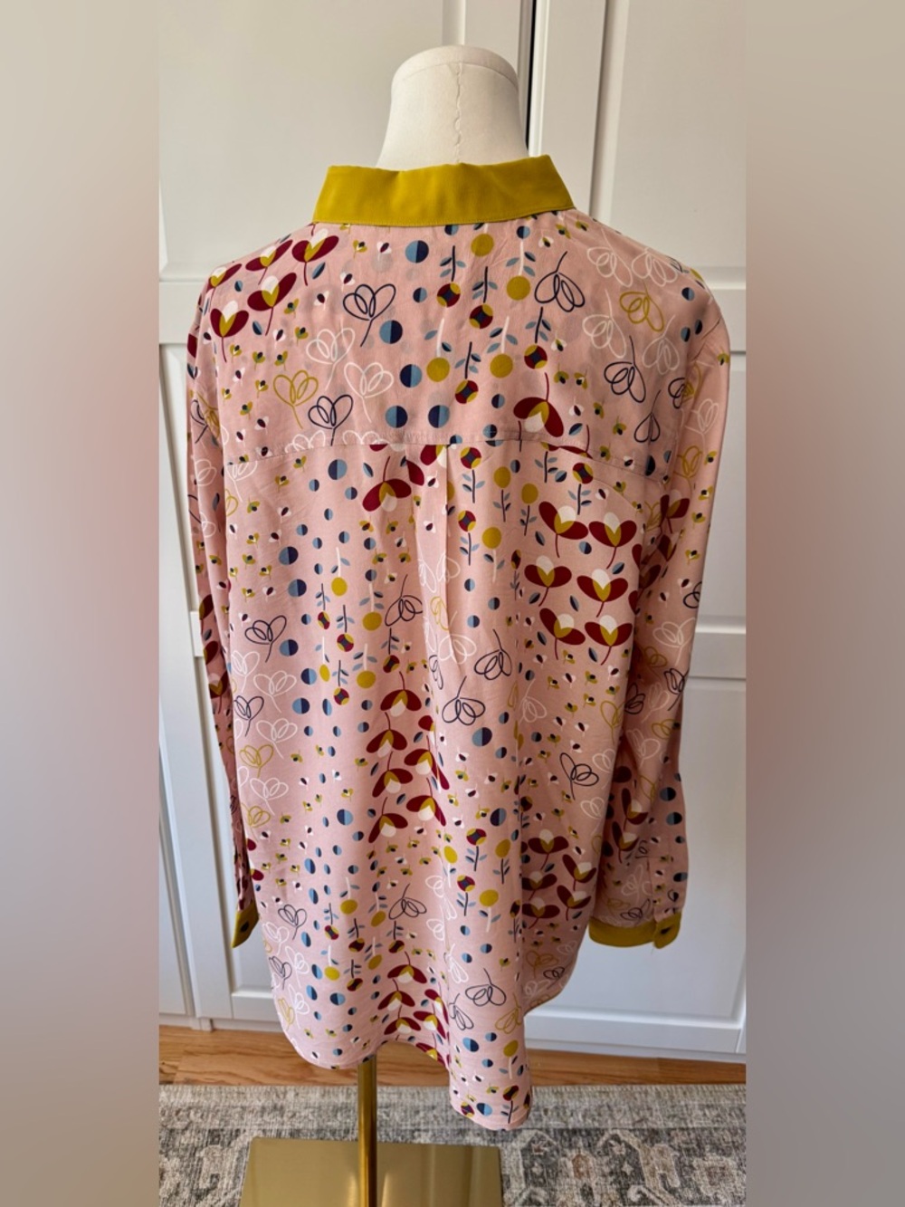 Boden Silk Shirt in Milkshake Meadow Women's Pink Printed Button-Down Shirt XL - Picture 6 of 8